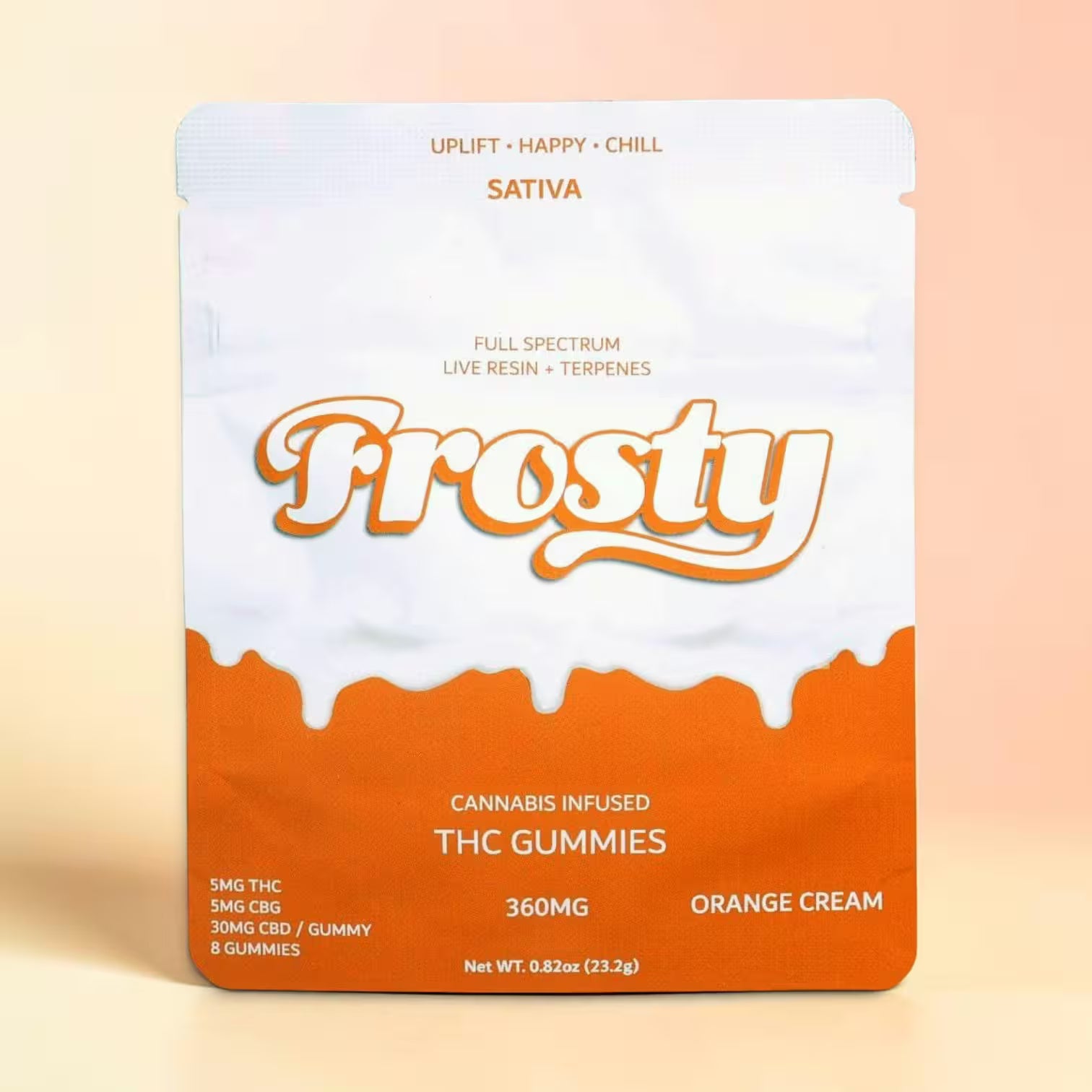 Frosty Hemp Co Day Time Delta 9 THC Gummies – Orange Cream, 360mg Full Spectrum Live Resin, Sativa, 8-Count Pouch