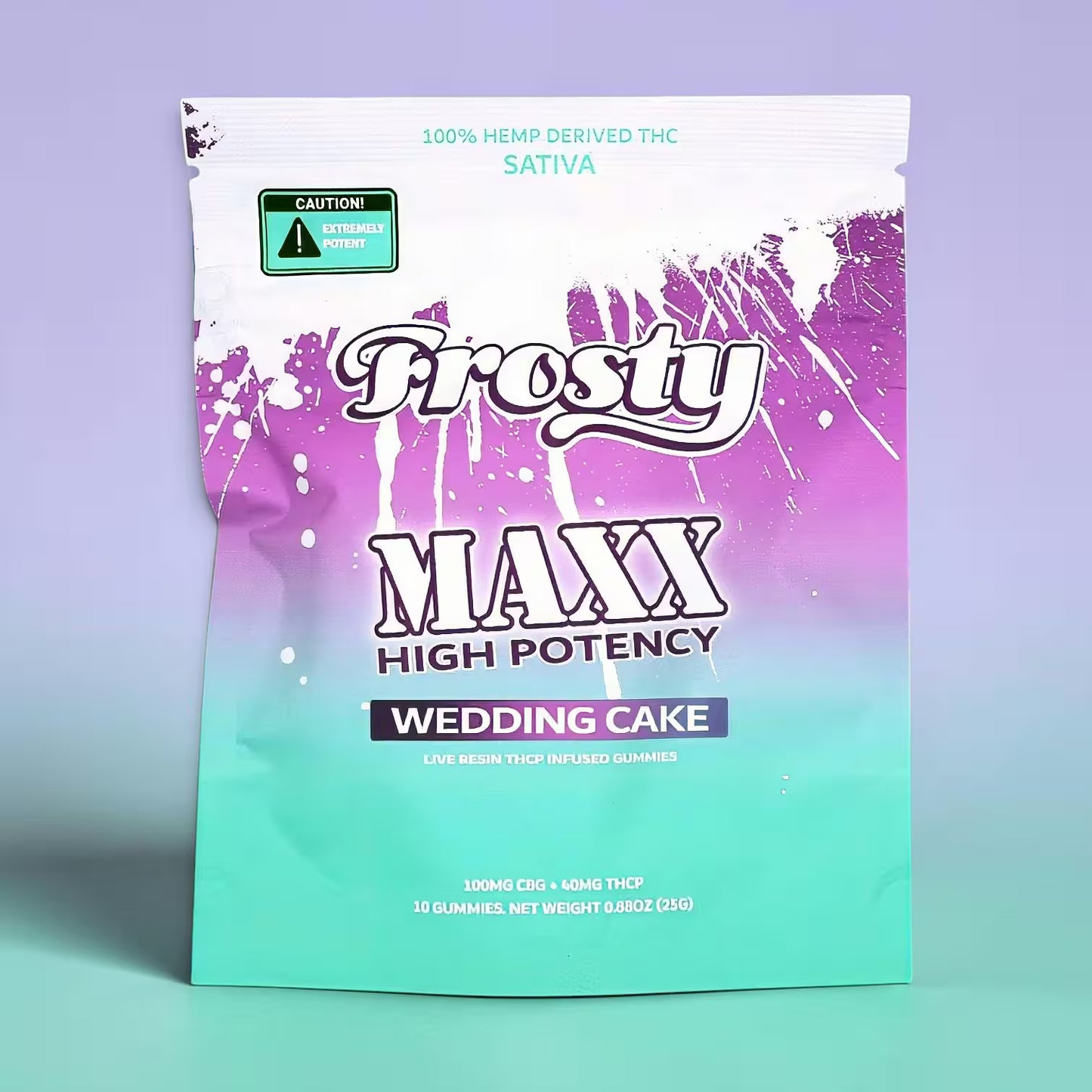 Frosty Hemp Co Maxx High Potency THCP Gummies – Wedding Cake, Sativa, 40mg THCP, Live Resin Infused, 10-Count Pouch