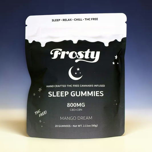 Frosty Hemp Co Sleepy Sleep Gummies – Mango Dream, 800mg CBD+CBN, THC Free, Sleep Relax Chill Formula, 20-Count Pouch